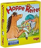 Haba 4321 - Hoppe Reiter Pferdestarkes Wettlaufspiel, für 2-4 Spieler von 3-12 Jahren, Spielbar in 3 Varianten, Brettspiel mit einfachen Spielreg