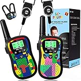 LC-dolida Walkie Talkie Kinder, Funkgerät Kinder, 3KM Reichweite 8 Kanäle mit VOX Taschenlampe, Walky Talky Set Kinder Spielzeug Geschenke ab 3 Jahre Junge für Camping, Wandern (1 Paar, Schwarz)