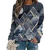 SHITOUJI Pullover Damen 3D Druck Sweatshirt Langarm Lustig Bunt Graphic Shirts Oberteile Mädchen Langarmshirt Lange Ärmel Tops T-S