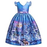 Weihnachtskleid Kinder Mädchen Weihnachten Kleid Druckkleid Kurzarm A-Linie Partykleid Festlich Kleid Hochzeit Brautjungfer Kleid Swing Abendkleid Vintage Knielang Festkleid fü