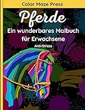 Pferde - Ein Wunderbares Malbuch für Erwachsene: 40 schöne und detaillierte Bilder von Pferden, Einhörnern, Ponys und Seepferdchen mit Blumenmustern und Mandala. Entspannend und Anti-S