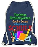 HARIZ Turnbeutel Große Jungs Gehen In Die Schule Einschulung Inkl. Geschenk Karte Navy Blau One S