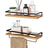 Wandregal Holz Hängeregal Regal Wand 2er Set, Rustikales Wandboard Holzregal Schweberegal Floating Shelf Wandregale Schwebend Küchenregal Gewürzregal Wall Shelves für Küche Badezimmer Büro W