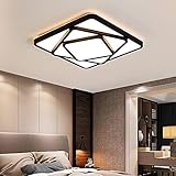 Dimmbar Schlafzimmer LED Deckenleuchte 3 Quadrat Design Wohnung Deckenlampe Schwarz Schlafzimmerlampe, 36W Metall Wohnzimmerlampe inkl. Fernbedienung, Arbeitszimmer Esszimmer Leuchte, L50cm (Schwarz)