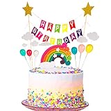 You&Lemon Tortendeko Geburtstag, Cake Topper Tortendekoration kuchendeko, Tortendeko Geburtstag Set einschließlich Regenbogen, Ballon, Happy Birthday, Wolke für Kinder Geburtstag Baby Show