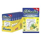 Ricola AKTIV-FREI Menthol-Zitrone, Schweizer Hustenbonbon, 10 x 50g Böxli, ohne Zucker, erfrischend-fruchtig für ein freies Atemgefü