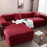 Yoole EU Sofa-Sitzkissenbezüge, weicher 1-teiliger Couch-Schonbezug, Stretch-Jacquard-Sofa-Schonbezug, Ersatzbezug, Anti-Rutsch-Möbelschutz (3-Sitzer, rot)