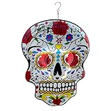 FONMY Kinetic 3D Metall Garten Windspiel Qualität Hängende Ornament für Haus und Garten 30,5 cm Mandala Rose Sugar Skull Windsp
