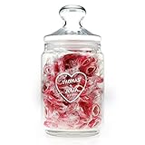 Casa Vivente Bonbonglas zur Hochzeit mit Deckel und Gravur Armors Pfeil - Personalisert mit Namen und Datum - 1000 ml - Bonboniere aus Glas mit Deckel zur Hochzeit oder als Liebesgeschenk