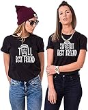 Beste Freunde T-Shirt Short Tall Best Friends - 1 Stück Damen Tshirt Short BF Schwarz XL