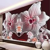 WAFJJ Fototapete Vlies Wand Tapete Pinke Blumen 3D-Tapete Wohnzimmer Schlafzimmer Wandbild Wanddeko Abstrakte Größe:W200XH140 CM