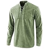 KBUY Herren T-Shirt Langarmshirt Punk Gothic Mittelalter Kleidung Pullover Langarm T-Shirts Top Shirt Hemd Streetwear Party Piratenhemd Cosplay Männer Steampunk Vintage Hemd mit Schnürung Hallow
