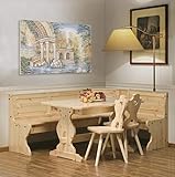 Arredamenti Rustici Eckbank Eckbankgruppe Bank Esstisch 2 Stühle Kiefer massiv - Farbe natü