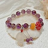Deykhang Feng Shui Reichtum Armband Lila Phantom Kristall Armband Weibstoff Heiling Chakra Edelsteine ​​Buddhas Fuß Tret auf Lotus Alles, da Sie Wohlfühlamulett wünschen Amulet Höchstgeleg