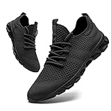 QIJGS Männer Walkingschuhe Joggingschuhe Laufschuhe Sportschuhe Herren Sneaker Turnschuhe Straßenlaufschuhe Outdoor Fitness Schuhe Atmungsaktiv Running Freizeit Fashion Tennisschuhe Schwarz 46