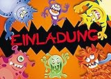 10 Halloween-Einladungskarten'MONSTER': 10-er Set Einladungen für einen gruseligen Monster-Kindergeburtstag oder Halloween-Party von EDITION COLIBRI (10969)