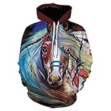 OYXZEXQW Aquarell Pferd Unisex Hoodie 3D Muster Pullover Kapuzen-Sw