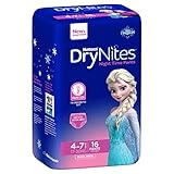 Huggies DryNites hochabsorbierende Pyjamahosen Unterhosen für Mädchen, Jumbo Monatspackung, 4-7 Jahre, (1 Packung von 16)