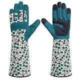 isilila Gartenhandschuhe für Damen Lange Ärmel Stichfeste Arbeitshandschuhe Dornensicher Rosenhandschuhe Atmungsaktiv und Leicht Gartenarbeiten Handschuhe mit Unterarmschutz für F