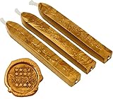 UDIG Siegelwachs mit Docht Gold im 3er Set, Briefsiegel mittelalterlich erstellen Sieg