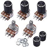 LLMXFC Potentiometer / Potentiometer, 50 K Ohm, 6 Pins, geteilter Schaft, drehbar, linear, Dual Taper, Audio B, Lautstärkeregler, Potentiometer, Größe: 100 kOhm, 5 Stück