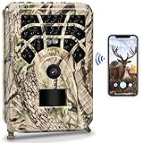 Wildkamera WiFi 24MP 1296P Jagdkamera mit Bewegungsmelder 46pcs 940nm IR LEDs Nachtsicht Wildkamera 0,2s Schnelle Trigger Geschwindigkeit, IP54 Wasserdicht mit 32GB Speicherk