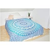 Collido Mandala Wandtuch aus Indien I 100% Baumwolle I ca. 210x220 cm I Indisches Bohemian Tuch I DEKO Wohnzimmer I Indischer Wandteppich als Überwurf oder Tagesdecke für Couch/Bett in Queen S