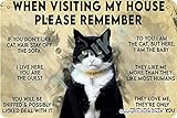 Wanddekoration mit Aufschrift 'When Visiting My House Please Remember Love Cat Rules', 20 x 30 cm, Eisen, Retro-Look, Dekoration, für Zuhause, Küche, Badezimmer, B