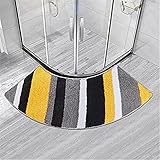 Gebogene Duschmatte, 45x143cm, Anti-Rutsch Badezimmer Teppich Dusch Vorleger Teppich Fächerförmig Fußpolster, Viertelkreis, Microfaser, rutschfeste,maschinenwaschbar,Badezimmerdekoration ( Color : E )
