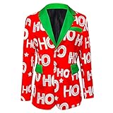 ZZENOR Herren Weihnachtsjacken Hässliche Xmas Sweater Blazer egulär Geschnittener 3D Druck Weihnachten Sakko Weihnacht Sakko mit M