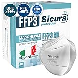 10x FFP3 Maske CE Zertifiziert Filterklasse BFE ≥99% PFE ≥99% FFP3 Masken SANITIZIERTE und Einzeln versiegelte ISO 13485 Medizinprodukte Atemschutzmaske CE Hergestellt verpackt in I