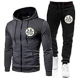 EMPERSTAR Anzug Son Goku Weißer Hoodie Jogginganzug Herren Sport Reißverschlusstasche Hoodie Jogginghose Dunkelgrau + Schwarz XXL