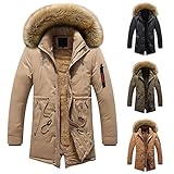 Herren Jacke Winter Lang Windjacke mit Kapuze Gefütterter Warmer Baumwolljacke Casual Outdoor Sport Parka Plüschkragen Kapuzenjacke Freizeitjacke Reißverschluss Tasche Wintermantel Männer Geschenke-#2