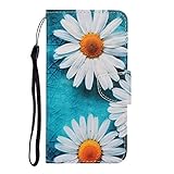 Nadoli Hülle für Huawei P Smart 2021,Chrysantheme Muster PU Leder Magnetisch Flip Brieftasche mit Handschlaufe Kartenslot Ständer Klapphü