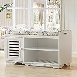 Organized Life White Schuhschrank mit abnehmbarem Kissen und Rückenlehne, Whir Double Layer Schuhregal mit 2 Türen für Flur, Wohnzimmer, Schlafzimmer, (größe : B)