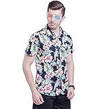 Hemd Herren Regular Fit Hawaii Style Kurzarmshirt Herren Sandstrand Urlaub Lässig Surfen Hemd Herren Klassische Knopfleiste Sommer Atmungsaktiv Tops H