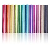 Jodimitty 12 Pack Vinylfolie Plotter Plotterfolie Textil, DIY Textil Folie im Set Vinyl zum Plotten, Wärmeübertragung Bastelfolie Vinyl Folie Klebefolien zum Basteln Plotten Selbstklebend(Regenbogen)