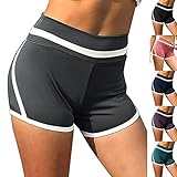 BAODANA Kurze Sporthose Damen Leggins Yogahose High Waist Kurz Radlerhose Skinny Slim Fit Fitnesshose Sommer Hohe Taille Blickdicht Yoga Shorts für Damen Gym Training, Fitness, Jogging, L