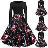 tohole Kleider Damen Mode Kostüm Hausfrau Langarm Lässigmit Weihnachten Print Kleid Party Abendkleid Karneval Festival Kostü