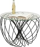Kare Design Couchtisch Wire Ball, Glastisch rund, Beistelltisch, außergewöhnlicher Kaffeetisch, Tisch mit Stahlgestell, Schwarz (H/B/T) 45x60x60