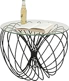 Kare Design Couchtisch Wire Ball, Glastisch rund, Beistelltisch, außergewöhnlicher Kaffeetisch, Tisch mit Stahlgestell, Schwarz (H/B/T) 45x60x60