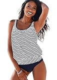 ZAFUAZ Damen Tankini-Set, Farbblock, ¨¹Bergr??e, Bademode, Bedruckt, Zweiteiliger Badeanzug f¨¹r Damen im Vintage-Stil Gr. 48-50, g