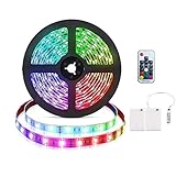 3m RGB LED-Streifenleuchten Batteriebetriebene flexible wasserdichte RGB LED-Streifenleuchten Lichterketten für Lichtwechsel mit Batteriestromversorgungsbox und RF-Fernbedienung