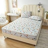 YFGY Bettlaken 180 * 200 cm, Gesteppte Tagesdecke aus gestrickter Baumwolle, Matratzenschoner für Apartments Schlafsaal Super King Flower 1