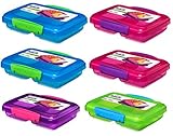 Sistema Lunchbox 6er Set Vorteilspack Familienset small Split 2fach unterteilt 350 ml 2x pink 1x lila 1x grün 2x blau 41518