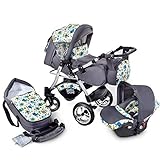 Buggie Urbano OWLS | 3-in-1-System | Kinderwagen, Kombikinderwagen, Babyschale, Autositz System | Zwei-Wege-Griff | Travel System | Moderner, Leichter Trolley mit Allem Zubehör Ink