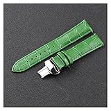 RHBLHQ uhrenarmband Leder Uhrband Doppelschnellschmetterling Schnalle Lederschmutzmuster Schnellrelease Ohrgurt 20mm 22mm Uhrenarmband (Color : Green, Size : 20mm)