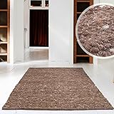 Hand-Web-Teppich | Reine Schur-Wolle im Skandinavischen Design | Wohnzimmer Esszimmer Schlafzimmer Flur Läufer | Grau Beige (Oslo Braun - 70 x 240 cm)