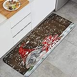 Küche Teppich, niedlichen elf Snowman Weihnachtsbaum herzornamente Winter Schnee holzbrett, wasserdicht Nicht rutsch weich waschbare küchenmatte Comfort bodenmatten tepp