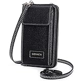 GOIACII Damen Handy Umhängetasche Cross Body Frauen aus Echtes Leder RFID Blockierung Handytasche Geldbörse mit Kartenfächer Verstellbar Abnehmbar Schultergurt Passt Handy unter 6,5 I